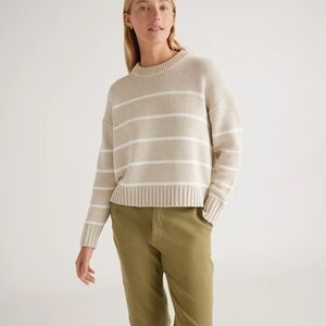 Quince Beige and White Striped Sweater